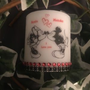 Cute personalized Mickey and Minnie personalized candle.